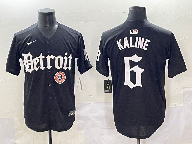 Men 2025 Detroit Tigers #6 Kaline Black Five generations Joint Name Nike MLB Jersey style 17